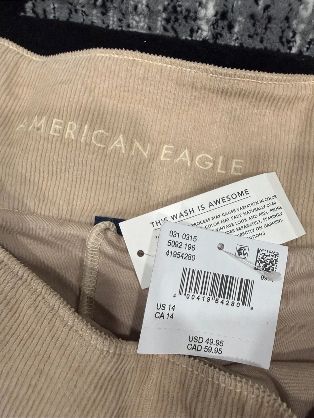 American Eagle Outfitters Beige Pleated Corduroy Mini Skort